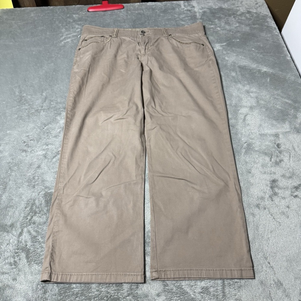 VTG Y2K Wide Leg Capri Pants Bandolino Brown Size 8 Midrise Utility Rave